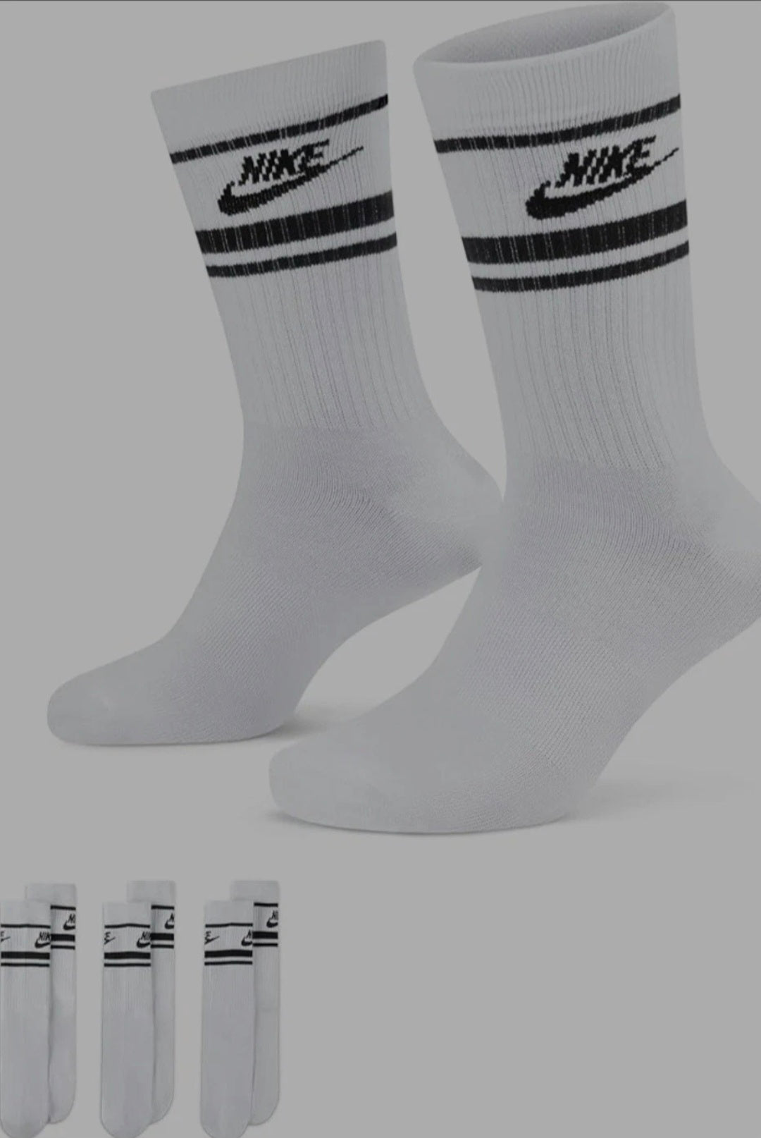 Nike everyday essential crew socks(3 pairs) white/Black M
